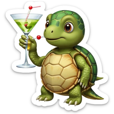 turtle wearing a watch drinking a martini sticker