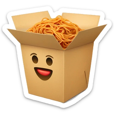 Chinese food takeout box with spaghetti inside sticker