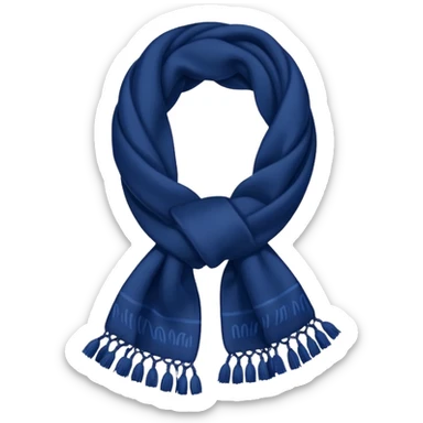 Realistic navy blue winter scarf isolated. sticker