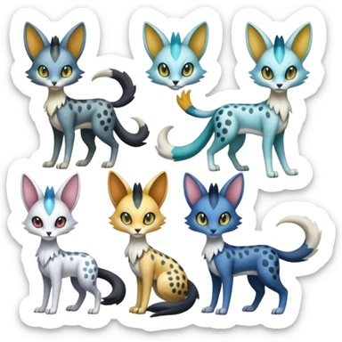 Meloetta-Trico-Silvally-Nargacuga-Sergal-Serval-Cresselia-Fakémon-creature-hybrid sticker