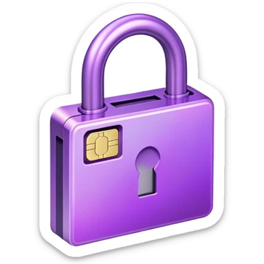 Holographic purple lock with purple credit card sticker