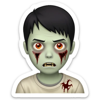 Menino de cabelo não muito grande liso preto zumbi sticker