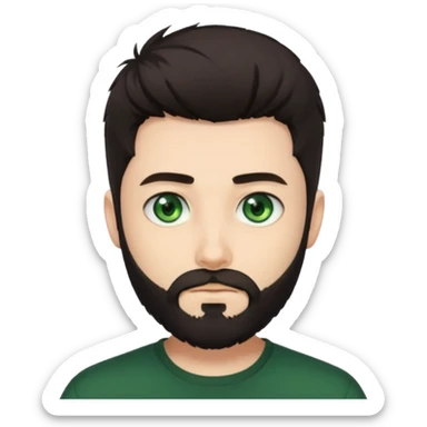 Man with a short full beard, Styled hair, Best looking man in the planet, onepiece style dark hair, green ejey, more anime style sticker