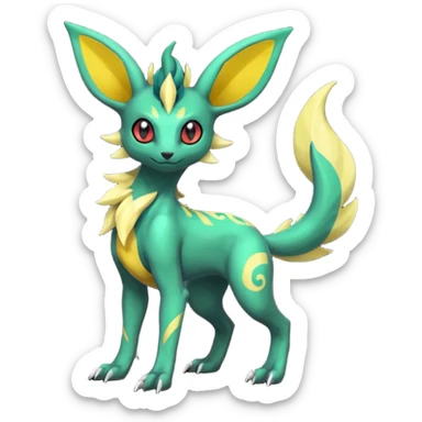 Dark Shiny Edgy Exotic Salandit-Leafeon-Umbreon-Fakémon-hybrid-creature (full body)  sticker