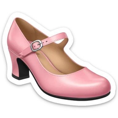 Has a rounded toe and a strap across the instep — one pink pair resembles this style.Mary Jane sticker