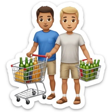 man with a shopping cart full of beers and wines full body sticker