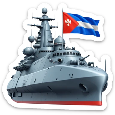 Colossal Russian space warship with flag coloration and heavy armaments sticker