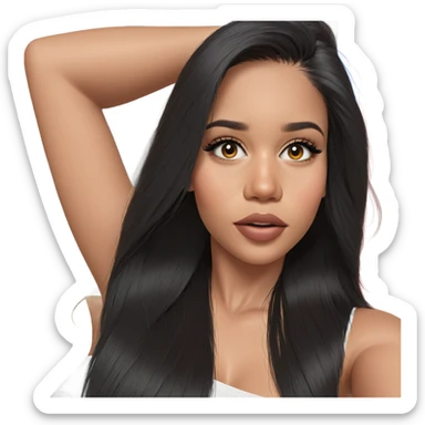 black haired girl portrait sticker