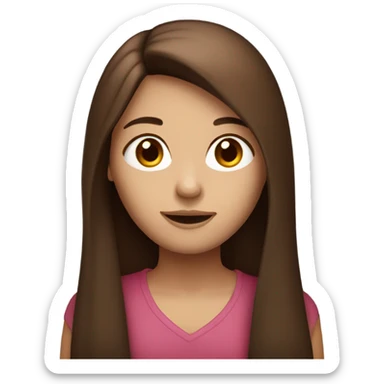 Make a brunette girl with long cherry straight hair, brown eyes sticker