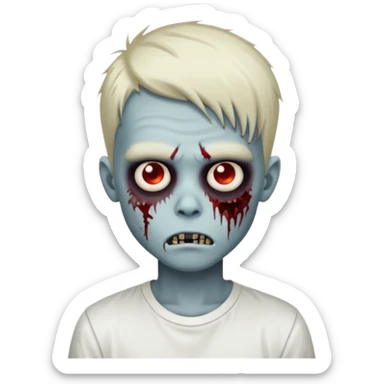 zombie boy with emo hair and white shirt emoji sticker
