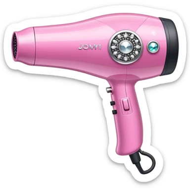 pink elegant blow dryer with diamonds and jewelry sticker