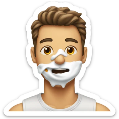 Guy who has yogurt all over his mouth  sticker