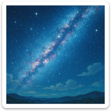dreamy cosmic scene of the milky way galaxy in ghibli style sticker