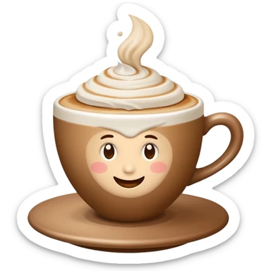 Genera un emoji di un cappuccino senza sorriso con un solo manico senza fiamma sopra sticker