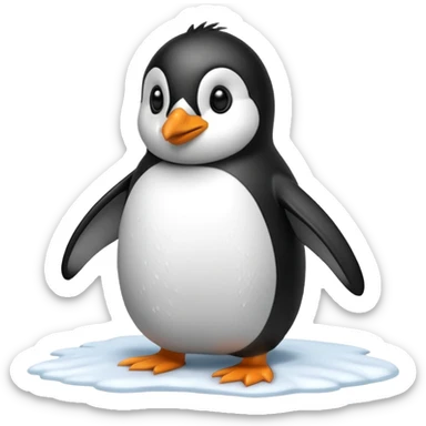 Penguin being hit in the snow sticker