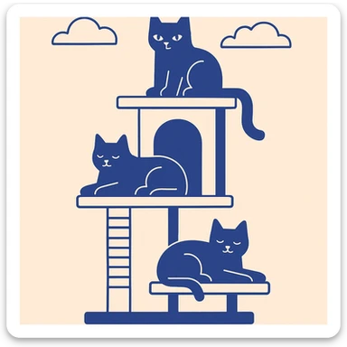 cats relaxing in a vertical playhouse sticker