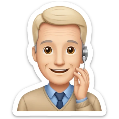 man with hearing aid sticker