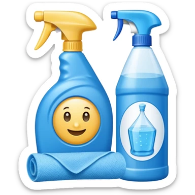 cleaning product and rag sticker