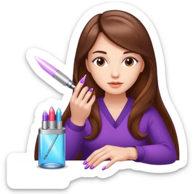 lady doing nails with uv lamp sticker