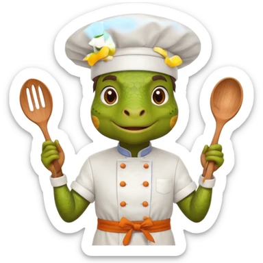 iguana chef cooking sticker
