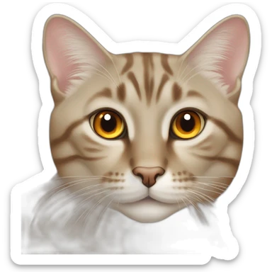 Tabby beige gray cat with beige mouth and dark nose and orange golden eyes sticker