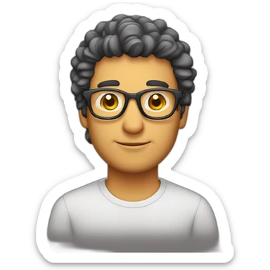homem pardo com cavanhaque cabelo curto e levemente cacheado, oculos sticker
