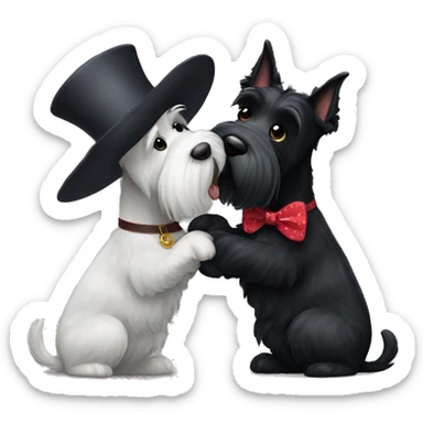 Senior Two black Scottish terrier kissing sticker