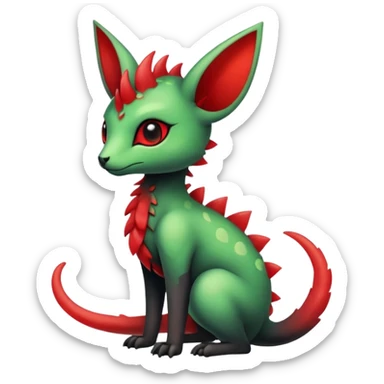 Kawaii Cute Edgy Black Green Red ethereal Fionbri-Vernid-Trico-animal-creature full body sticker