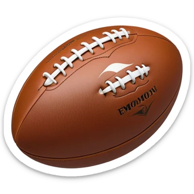 Cinematic Realistic image of a rugby ball in mid-action, with dynamic motion blur and finely rendered leather textures, set against a sunlit, energetic field that underscores its robust athleticism sticker