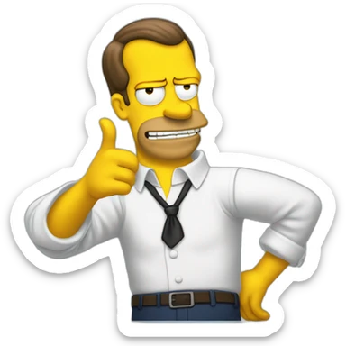 Emanuel Macron qui sert la main à Homer Simpson sticker