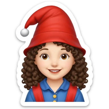 brunette little curly girl garden gnome sticker