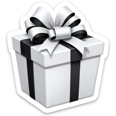big white gift basket with lots of gifts, and the gifts are black and white no other colors sticker