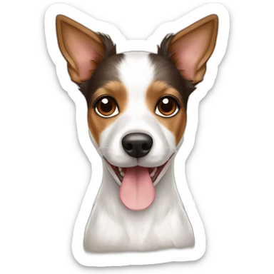 happy female white and brown toy fox terrier with long fur sticker
