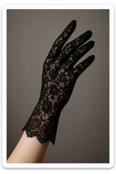 goth black lace glove, elegant sticker
