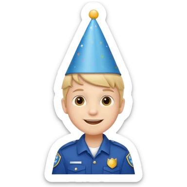 a little boy with birthday hat, wearing uniform















 sticker
