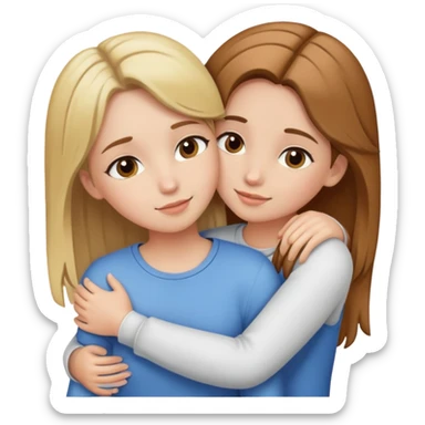 Dos chicas una pelo marrón una ruba abrazándose  sticker