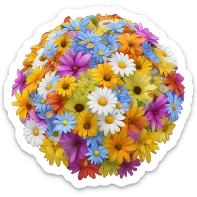 Rainbow bouquet of flowers umbrella over flowing with dew drops  sticker