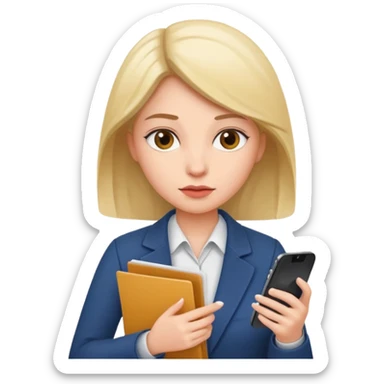 same woman but leaving documents to phone sticker