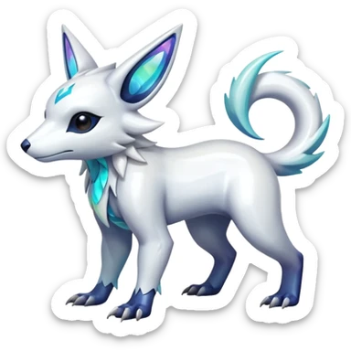 Shiny White Glossy Glassy Iridescent Linoone-Absol-Trico-Hybrid (Full body) sticker
