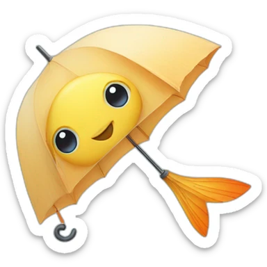cute fish using an umbrella sticker