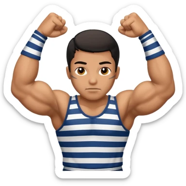 Prisoner with striped uniform flexing biceps sticker