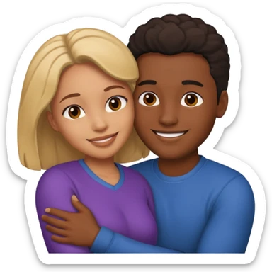 Ebony couple, light skin female brown skin male cuddling  sticker