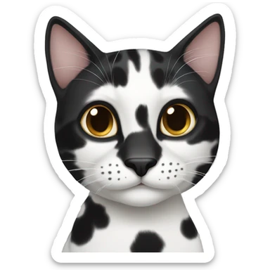 black and white spotted cat sticker