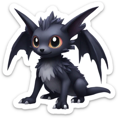 Kawaii edgy fantasy dark-themed animal hybrid Fakemon full body sticker