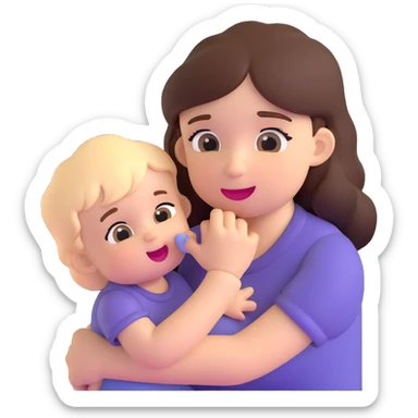 cute baby biting his mother's arm sticker
