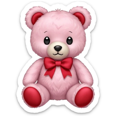 Light Pink teddy bear with red bow sticker