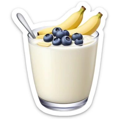 Yogurt with sliced banana and blueberries sticker