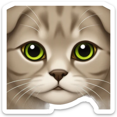 Brown scottish fold with green eyes  sticker