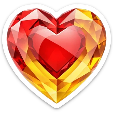 Crystals red yellow heart 3D  sticker
