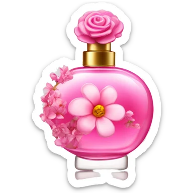 Fantastic pink perfume with flowers  sticker